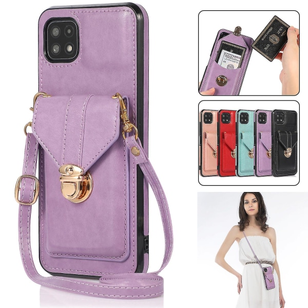 Galaxy A22 5g Crossbody PU-läder Reptåligt Fodral