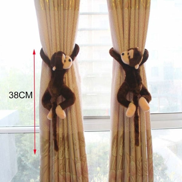 Monkey Pattern Nursery Curtain Krokar 2 Pack-Mörkbrun