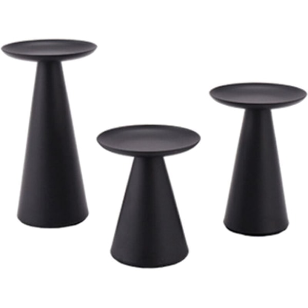 Svart Ljusstake Set om 3 Ljusstakar för Pelarljus Pelarljusstake Centerpiece för Bordsdekoration