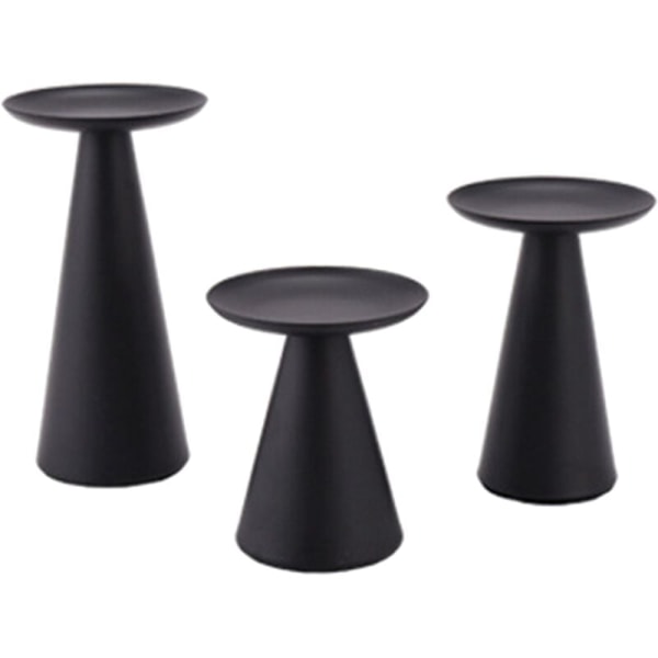 Svarta ljushållare Set med 3 ljushållare för pelarljus pelarljushållare Mittpunkt för bordsdekoration