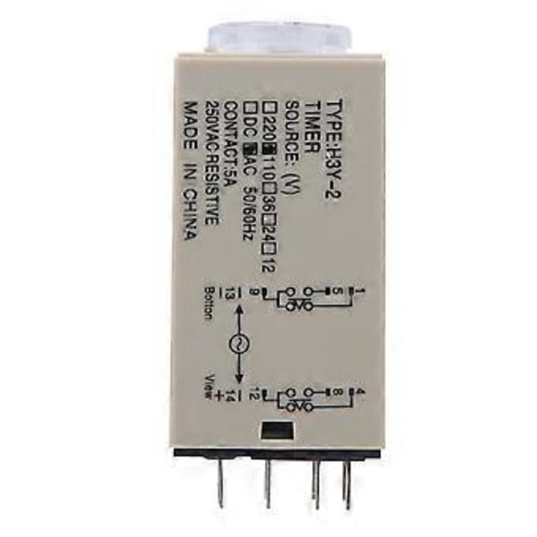 Tidsrelé H3Y-2 8 Pins Høy Nøyaktighet Justerbar Hvitevarer Elektrisk Utstyr 0-5 Minutter 110VAC