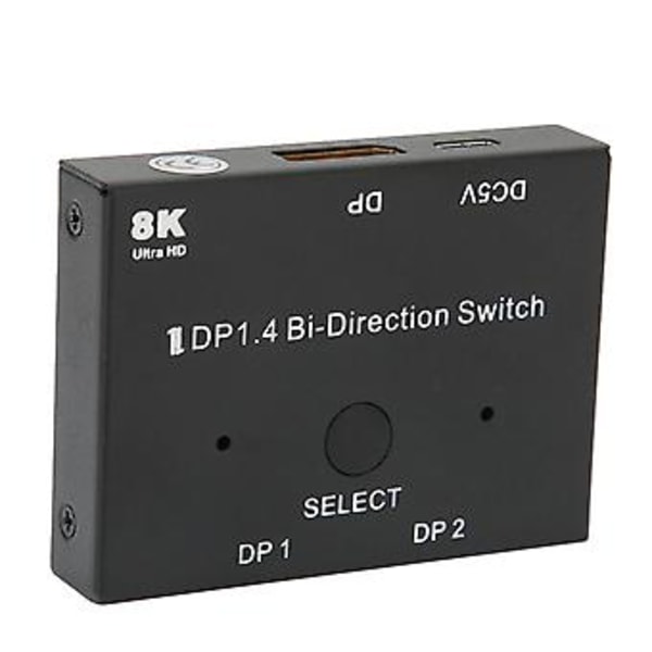 DisplayPort Switch 2x1/1x2 DisplayPort Bidirectional Switch Understøtter 8K 30Hz 5K 60Hz 4K 120Hz/60Hz til Skærm Laptop
