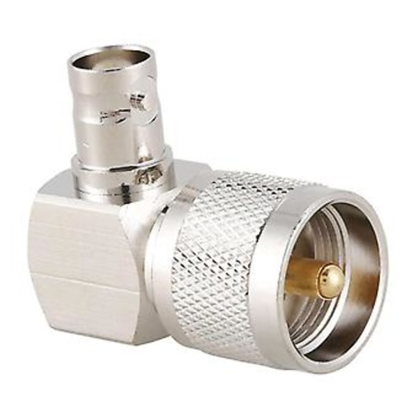 UHF PL259 -259 Hann til BNC Hunn Rettvinklet RF Adapter Kobling, sølv