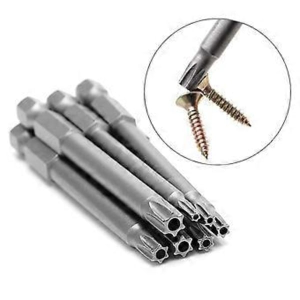 Erittäin tarkka 7 kpl 75 mm T8-T30 magneettinen Torx-ruuvimeisselin kärki 1/4 tuuman kuusiokannalla