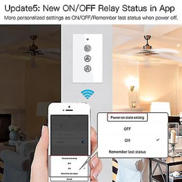 Wifi Loftventilator S, /tuya App Fjernbetjening Hastighed, til Og Hjem(eu)