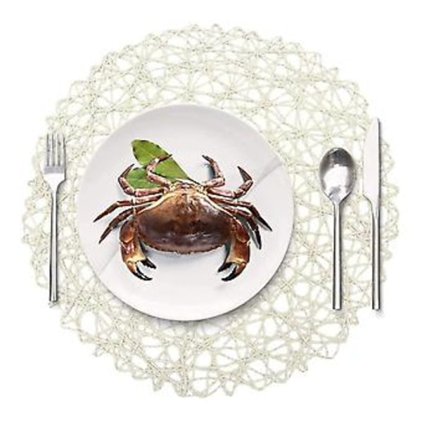 Pyöreät paperikuituiset kudotut tabletit sisustukseen, 38 cm, 12 kpl (valkoinen)