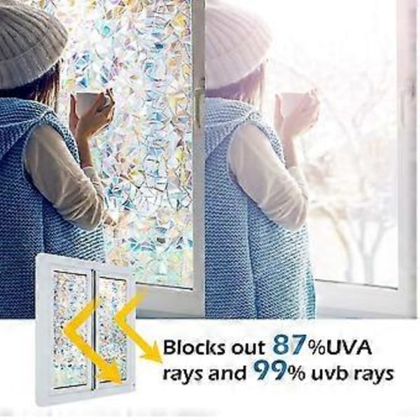 3D Sateenkaari Ikkunakalvo Yksityisyys Ikkunatarra (30x300cm)