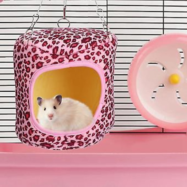 Varm hängmatta i bomull för husdjur, hängande sovbo för ekorre, igelkott, marsvin, chinchilla, kaniner, rosa leopard