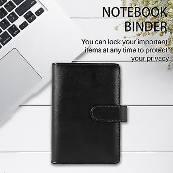 A6 PU Læder Budget Binder, med 8 A6 Binder Lommer, 12 Papirer, 6 Ring Binder Budget Kuvert System, W