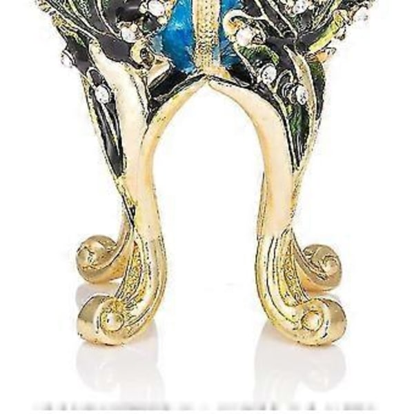 Handmålat emaljerat Faberge-ägg stil dekorativt gångjärnsförsett smyckeskrin, unik gåva för heminredning