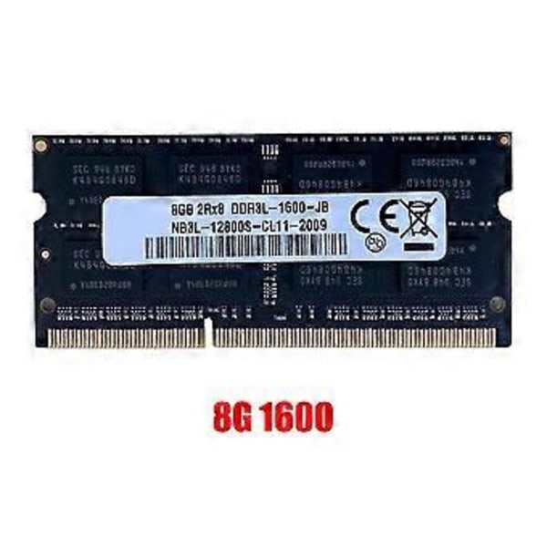 DDR3 8GB kannettavan tietokoneen RAM-muisti 1600MHz PC3-12800 1.35V 204 Pins SODIMM tukee Dual Channel -tilaa AMD Lap -kannettaville