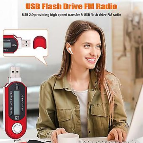8 Gt USB-muistitikku MP3-soitin FM Walkman Punainen