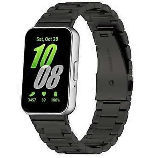 Metalrem til Galaxy Fit3 Rustfrit Stål Armbånd Udskiftningstilbehør B Sort
