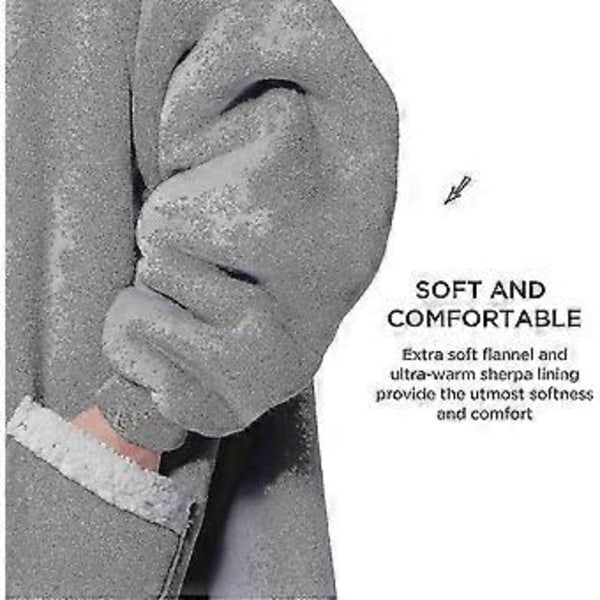 Brukbar pleddgenser - Sherpa fleece hettepledd for voksne, varm og koselig pleddgenser