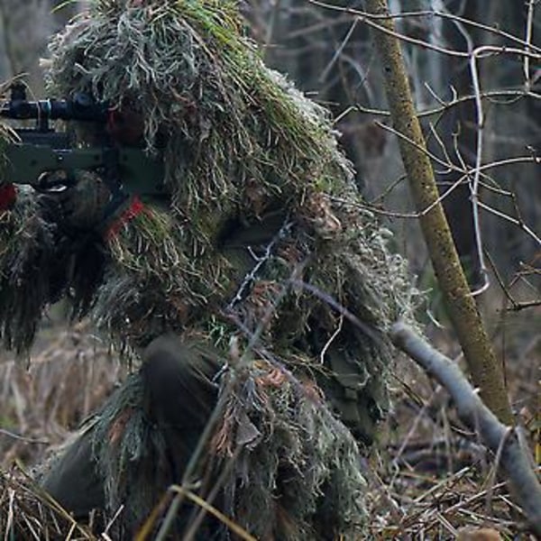 Herre Dame Børn Udendørs Ghillie Dragt Camouflage Tøj Jungle Cs Træning Blade Beklædning Jagtbukser Hætte Cool