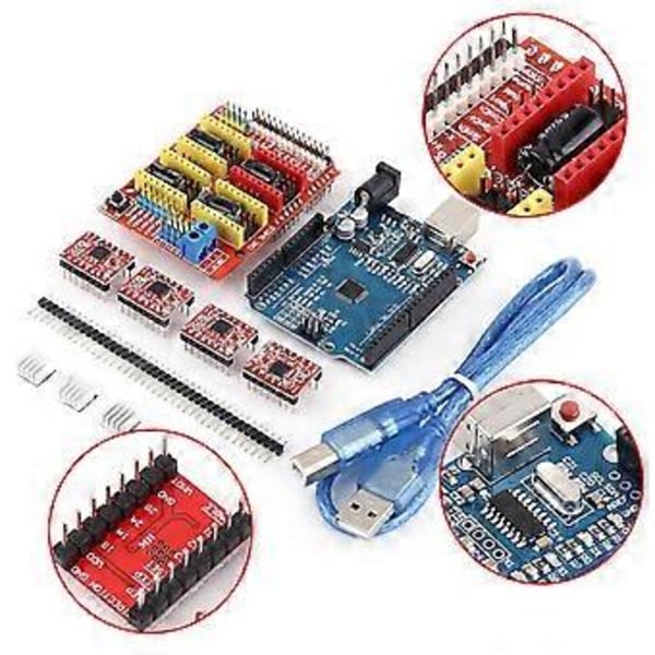 CNC Shield V3.0 Utvidelseskort A4988 Stepper Motordrivere For Graveringsmaskin 3D-skriver