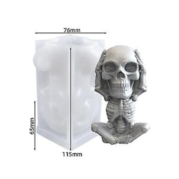 3D Kranie Silikoneform, kranie Lysform \"Se ikke\", \"Lyt ikke\"