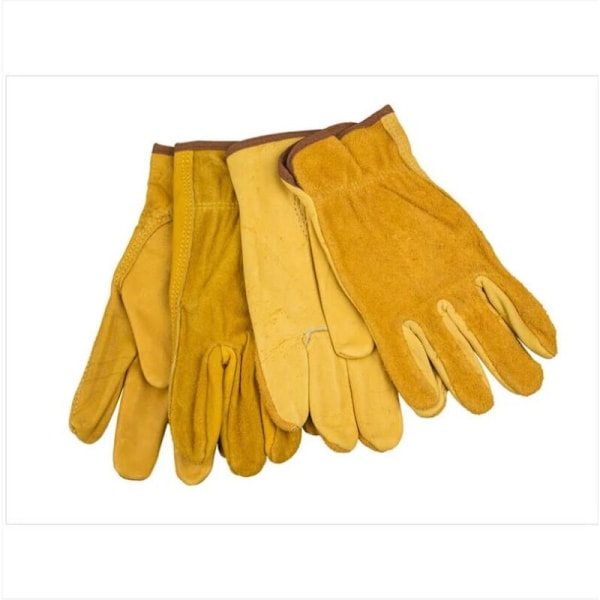 2 Pairs Garden Stab Resistant Gloves, Gardening Gloves, Heavy Duty Safety Leather Work Gloves L Circumference 17-18