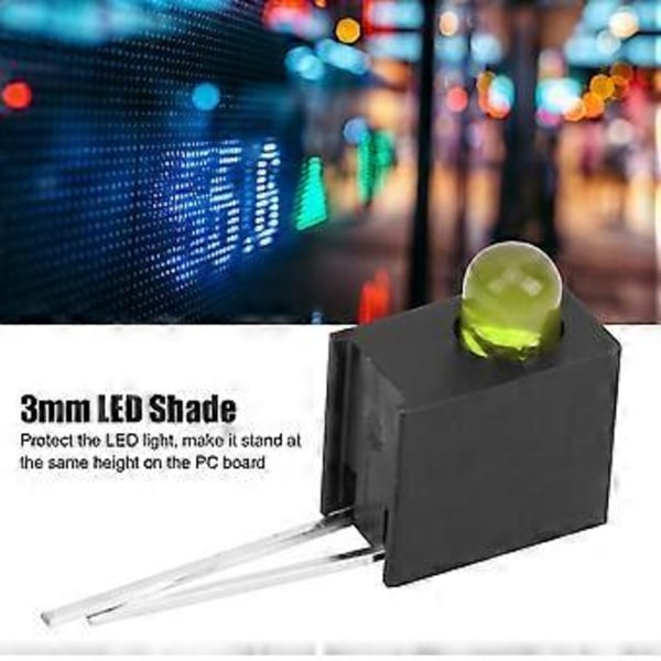 100 kpl 3 mm LED-varjostindiodivalosarja pidikkeellä, sivuttainen yksittäinen reikä, teollisuustarvikkeet, keltainen valo