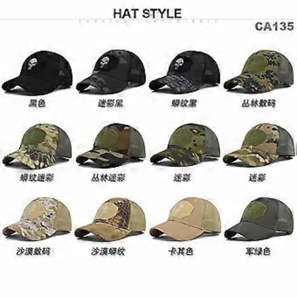 Skull Utomhus Bergsklättring Hatt Sommar Solskydd Broderad Keps Broderad Basebollkeps Arméfläkt Taktisk Keps