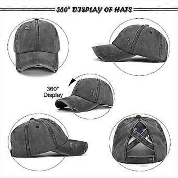 Hål gjord gammal flätad hatt hästsvans hatt tvättad gammal hatt basebollkeps batik hatt damhatt