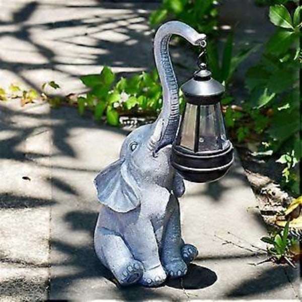 Solar Elefant Havefigurer Resin Udendørs Gårdhave Elefant Statue Perfekt Elefant Gave til Kvinder Bedstemor
