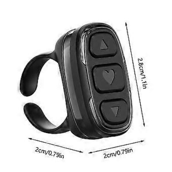 Trådløs Fingertip Fjernbetjening Ring Bluetooth Ring Scroller Side Vender Stabil Forbindelse Trådløs Side Vender Sort