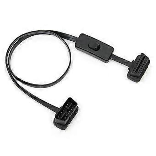 OBD2 Han til Hun Højre Vinkel Diagnostisk Forlængerkabel 60CM med Strømafbryder OBD Afbryderkabel Diagnostisk Værktøj
