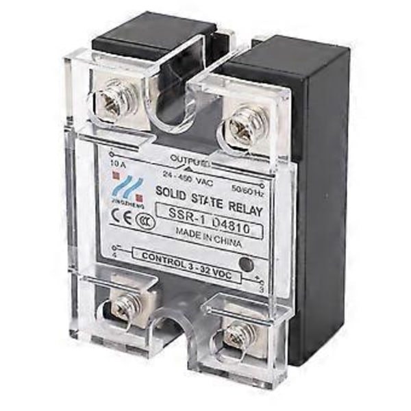 10A Solid State Relä DC Kontroll AC SSR Halvledarrelämodul 24480VAC Lastspänning