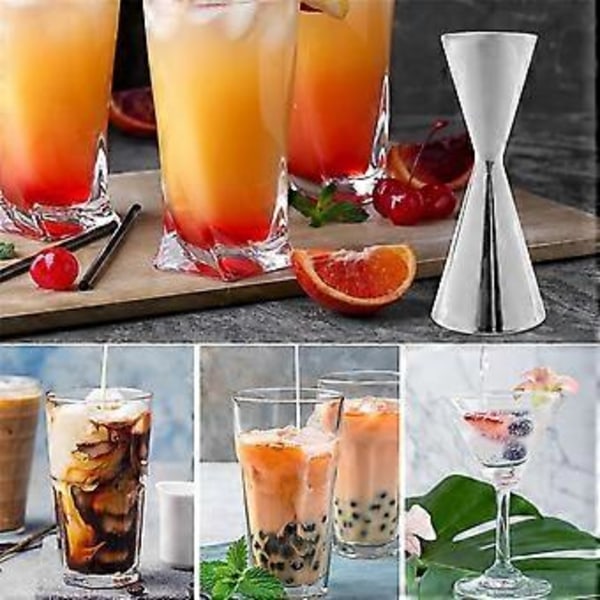 Målekop i rustfrit stål, dobbelt hoved, bar, fest, vin, cocktail shaker jigger 60 ml