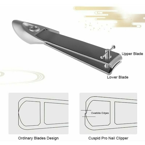 Professionella nagelklippare, japanska nagelklippare med integrerad reservoarfil, rostfritt stål för män, kvinnor, barn, fot och hand, 70,4 g