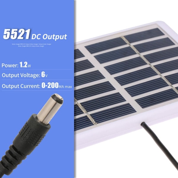 1,2W 6V polykrystallinsk solpanel lamineret med plast ramme og 3M DC interface kabel