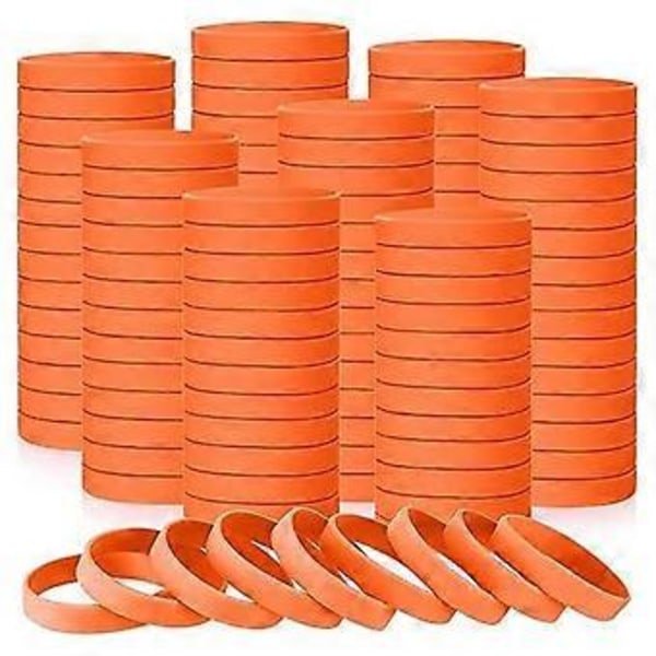 100 stk. blanke elastiske ensfargede silikonarmbånd, stretch for menn, kvinner, tenåringer, gaver, studenter, sportsutstyr, D