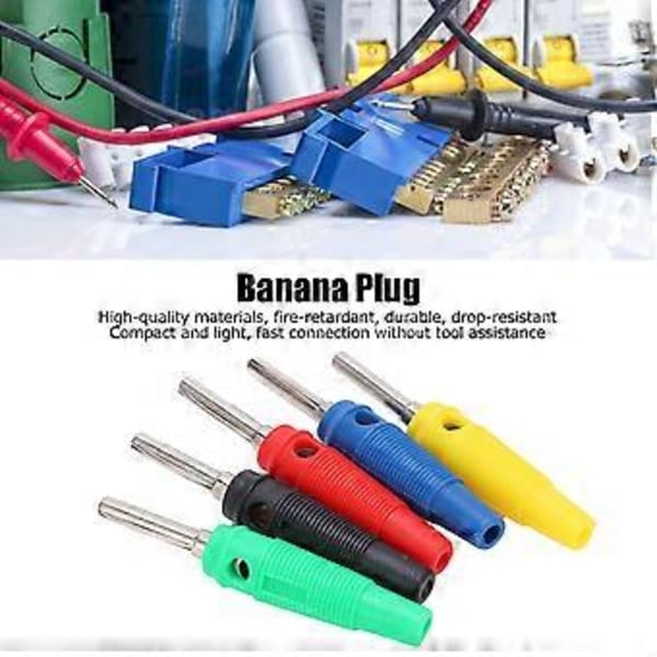 2 Set U23 4mm Enkel Nål Banankontakt Röd Gul Blå Grön Svart för Elektriska Krafttestdelar