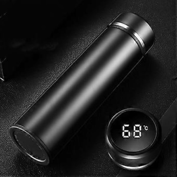 500 ML Rostfri Stål Smart Isolationskopp Utomhus Rese Display Vattentemperatur Vattenflaska-Vit