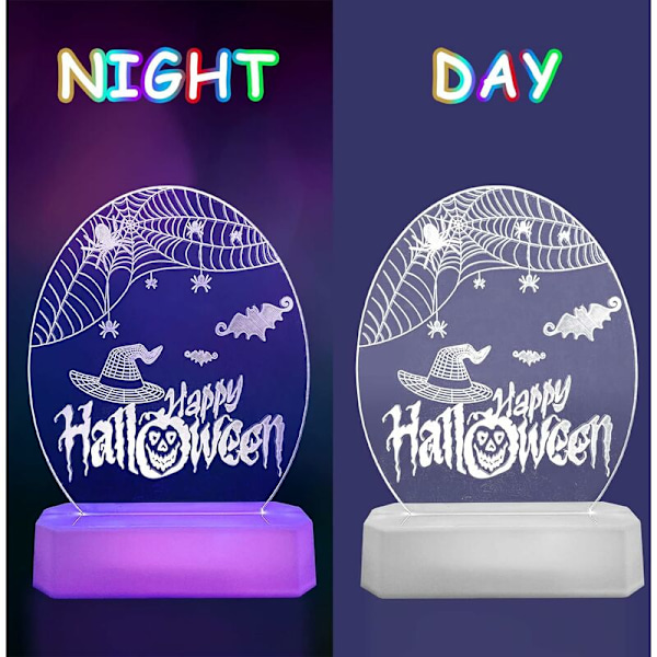 3D Halloween-nattlys, Halloween-lyskjede, Halloween LED-lysdekor, 3D-bordlampe, 3D-effekt nattlysdekorasjon, Halloween innendørs belysning