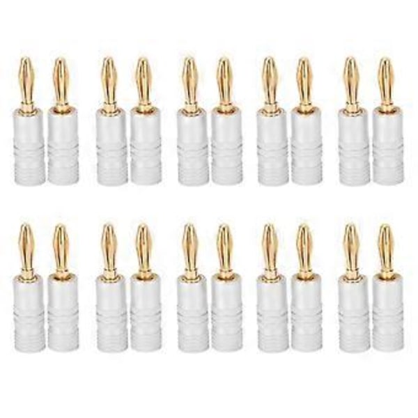 20 stk. bananplugg messing gullbelegg lyd fuktsikker høyttalerkontakt 4 mm for NAKAMICHI