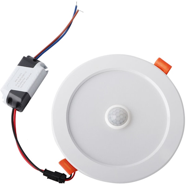 12W AC85265V LED Ceiling Light Downlight Human Body Sensor Recessed Lamp for Indoor Indoor (Pure White 6000K)