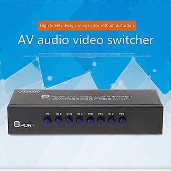 8-vägs AV-switch RCA-omkopplare 8 in 1 ut Kompositvideo L/R Väljarlåda för DVD STB Spelkonsoler
