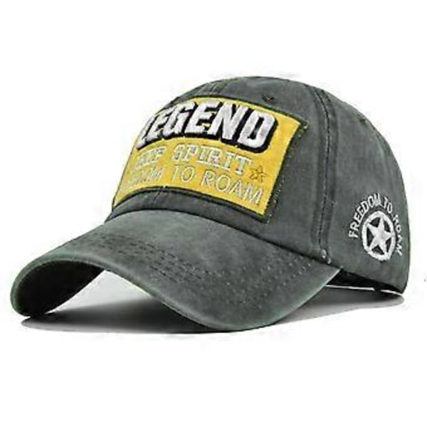 Tredimensionell broderad LEGEND broderad baseballkeps broderad skärmkeps tvättad för att se gammal ut solskydd böjd brätte hatt