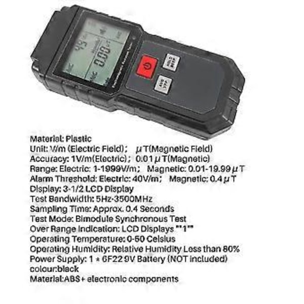 Elektromagnetisk feltstrålingstester Håndholdt teller Digital dosimeter LCD-detektor Måling