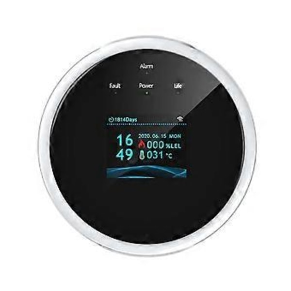 Wifi Naturgassensor Brännbar Hushålls Smart Gaslarm Detektor Läckagesensor Wifi Temperaturdetektorer EU-kontakt
