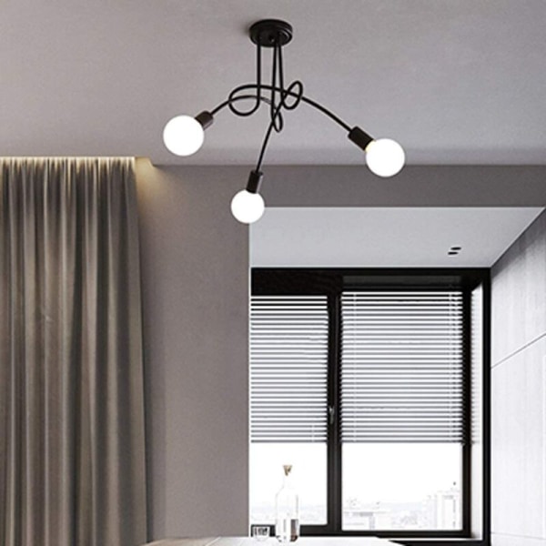 3 lampor taklampa industriell vintage hänglampa svart ljuskrona för vardagsrum kök