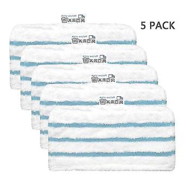 Pakke med 5 vaskbare mikrofiberputer for dampmopp erstatningsdeksel kompatibel med Fsm1616, Fsm1630