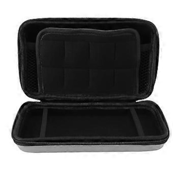Bärväska för spelkonsol, portabel med 8 spelkortsfack, innerficka, hårt skal, skyddande resefodral för New 3DS XL Silver
