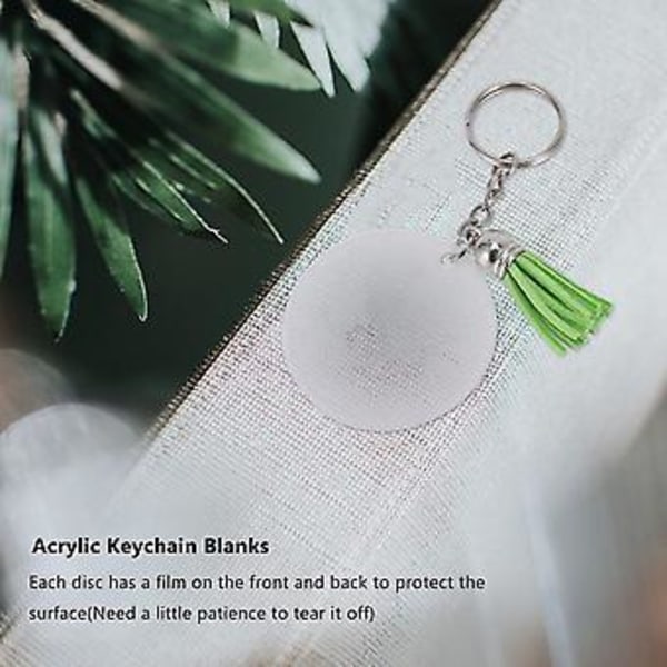 Akryl Nøkkelring Emner, Transparent Runde Akrylskiver Sirkler, Duskanheng For DIY