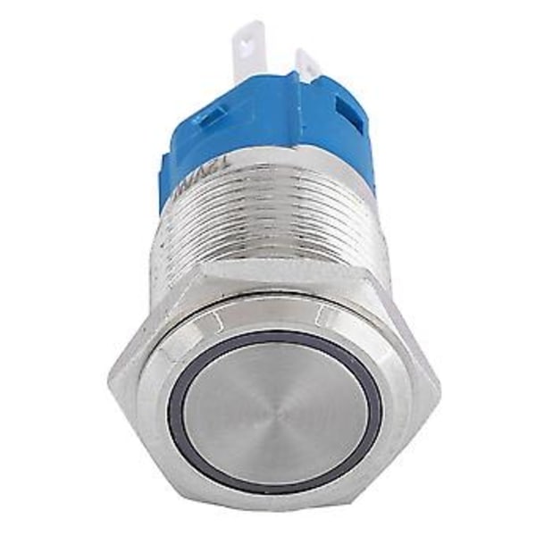 16mm LED-lampa Självåterställande 1NO 1NC Metall Tryckknapp Strömbrytare för Bilmodifiering (Vitt Ljus 5V)