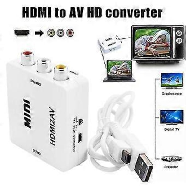1080p HDMI til AV Konverter Hunn til Hunn Audio Video AV Adapter Konverterboks for TV Ny
