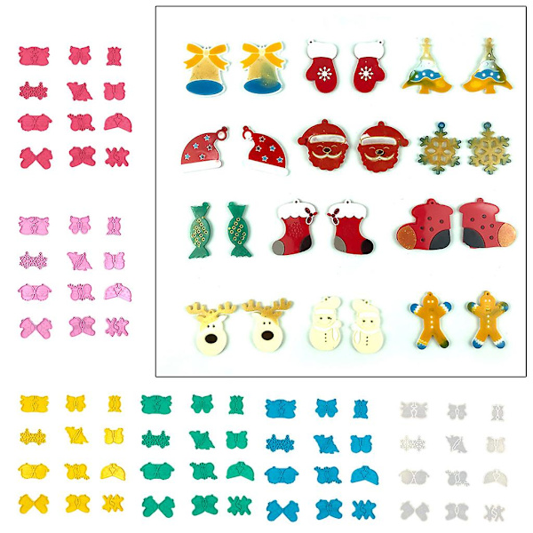 12 st julörhängen stift epoxihartsform snöflinga älg diy silikonform