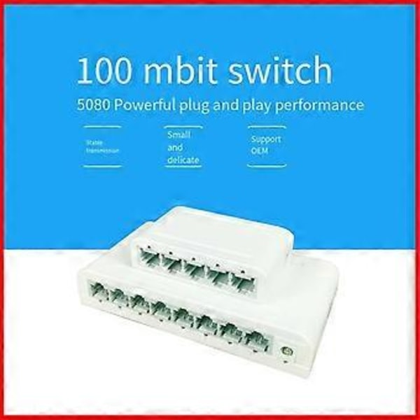 5-portars dataväxel, nätverkshubb, skrivbords-Ethernet-splitter, Plug & Play skärmade portar fläktlös tyst